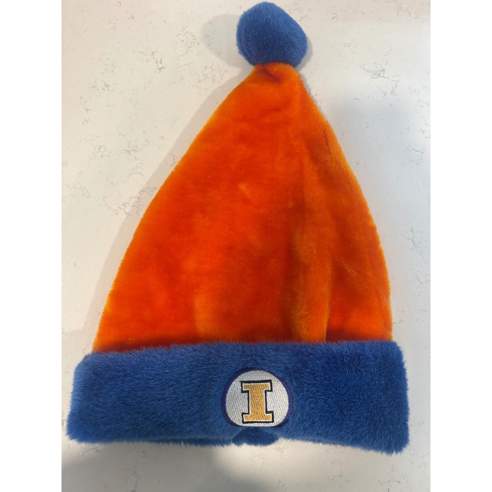 University of Illinois Fighting Illini Faux Fur Santa Hat Orange Blue Beanie